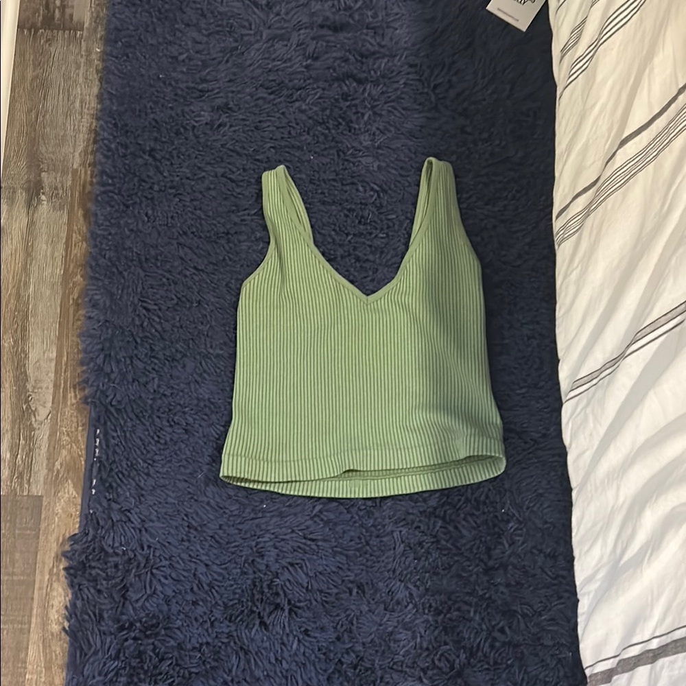 Aura Green Fitted Sleeveless Tank Top